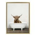 thumbnail image 2 of Kate and Laurel Sylvie Highland Cow in Tub Color Framed Canvas Wall Art by Amy Peterson Art Studio, 18 x 24, Gold, Humorous Animal Wall Décor, 2 of 6