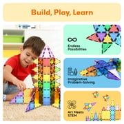 PicassoTiles 61PCS Magnetic Tiles – STEM Educational Construction Building Blocks, Creative Play & Brain Development Toy for Kids Kindergarten Toddler