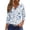 Blue, variant on WTOBBY Women's V-Neck T-Shirt with Floral Print, Button Detail, and 3/4 Sleeve, Casual Weekend Fashion for Spring Fall Season, Daily Use, and Outings,Black L