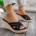 thumbnail image 7 of Wowcloth Women's Wedge Sandals - Open Toe Round Toe Comfortable Thick Sole Plus Size Solid Color for Casual Fashion and Outdoor Wear, 7 of 7