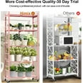 thumbnail image 6 of Storage Shelves with 20 Hooks, 5-Tier Foldable Shelves for Storage, Folding Shelf Unit Pantry Shelves with Wheels, Standing Shelving Unit for Kitchen Garage Home Office Room Greenhouse, Pink, 6 of 15