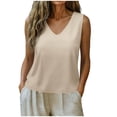 thumbnail image 2 of Hfnxid Women Tank Top Summer V Neck Shirt Casual Tunic Sleeveless Shirt Business Dressy Blouse Vacation Going Out Tops Khaki XXL, 2 of 8