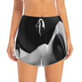 thumbnail image 2 of Salouo Black White Fluid Sculpture Print Women's 2 in 1 Running Shorts Double-Layer Shorts Athletic Workout Gym Yoga Shorts Running Shorts for Women-Large, 2 of 7