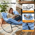 thumbnail image 3 of Dovov Outdoor Rocking Chairs Set of 2, Oversized Papasan Rocking Chair with Cushion, Outdoor Rocker Recliner Chair for Bedroom Living Room Patio Garden Porch Backyard Lawn Deck Balcony, Blue, 3 of 10