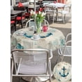 thumbnail image 5 of Outdoor Tablecloth with Umbrella Hole for Patio/Picnic/Party/Camping, Teal Anchors Coastal Waterproof Table Cloth Round Cover Washable, Vintage Summer Beach Nautical (Dia 54"), 5 of 8