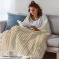 thumbnail image 4 of Orange Brown Fleece Throw Blanket for Couch, Modern Abstract Art Ombre Striped Microfiber Flannel Blanket for All Season, Lightweight Soft Throw Blankets for Girls, Kids, Teens, 40"x60", 4 of 9