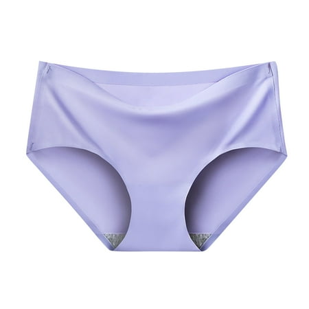 Ashirexll Panties for Women  Ice Silk Seamless Underwear for Women s Summer Thin Cotton Breathable and Sexy Girl Style Mid Waist Triangular Pant Head Purple M
