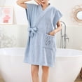thumbnail image 3 of FAHXNVB Womens Fleece Robe Kimono Style Short Sleeve Warm Super Soft Plush Robe Winter Velour Bathrobe with Pockets and Hair Towel Wrap, 3 of 4