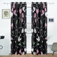 thumbnail image 2 of Coolnut White Pink Flowers Thermal Insulated Blackout Grommet Printed Window Curtain, 84"x55" 100% Polyester for Living Room Home Decoration, 2 Panels, Symmetry, 2 of 6