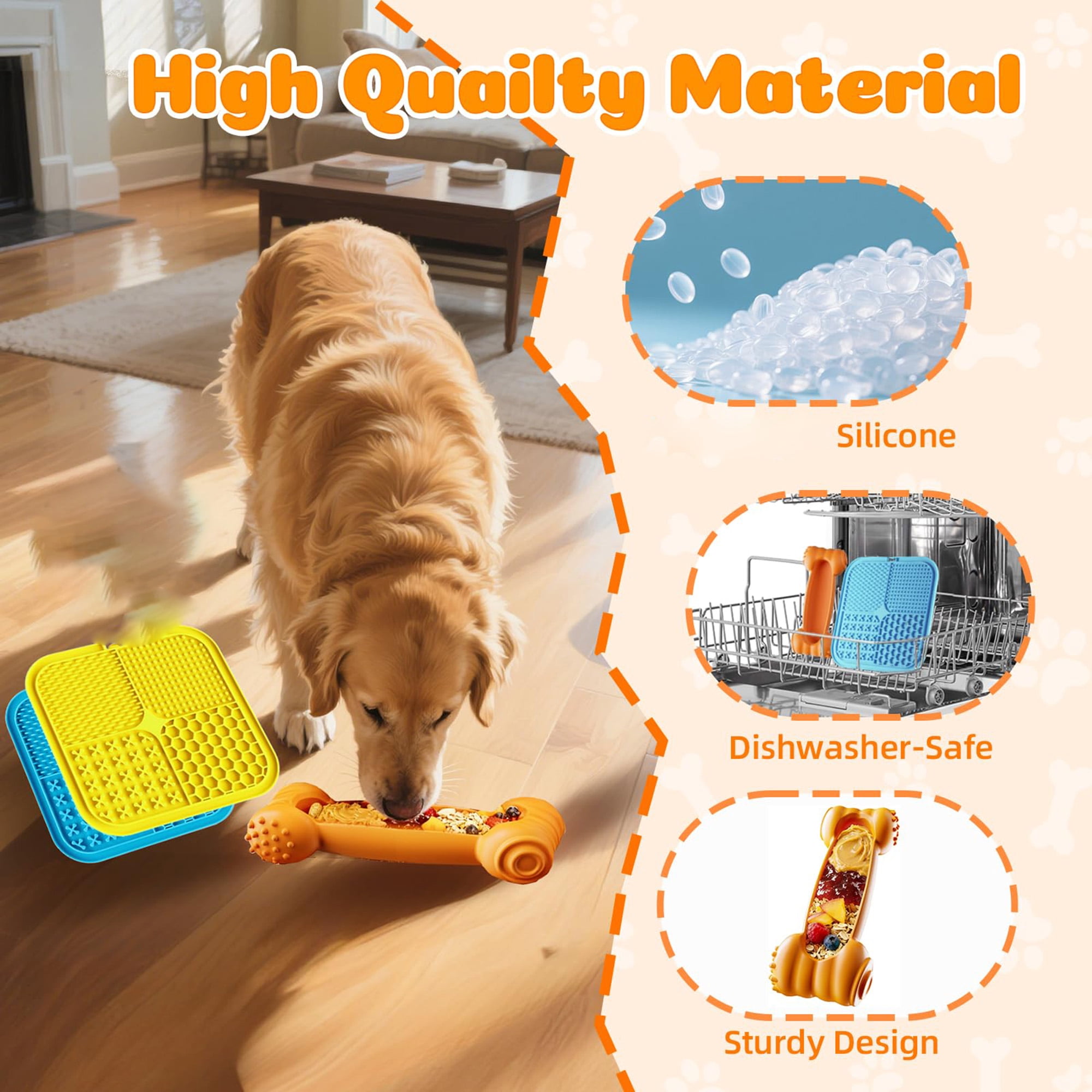 6pc dog puzzle toys: lick mat, chew ball, treat dispenser. Reduces anxiety & boredom. Ideal for bath/grooming/training. Multicolor.
