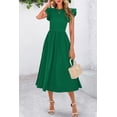 thumbnail image 4 of Vestido de verano CFLONGE 2025 para mujer, manga corta abullonada, verde, 4 of 8