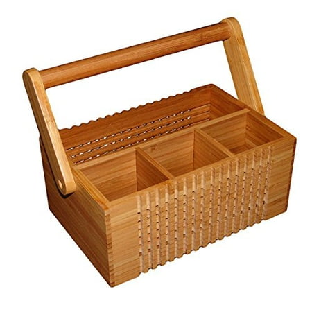 - Totally Bamboo Lattice Flatware Caddy With Handle, 100% Bamboo for Utensils, Napkins or Condiments