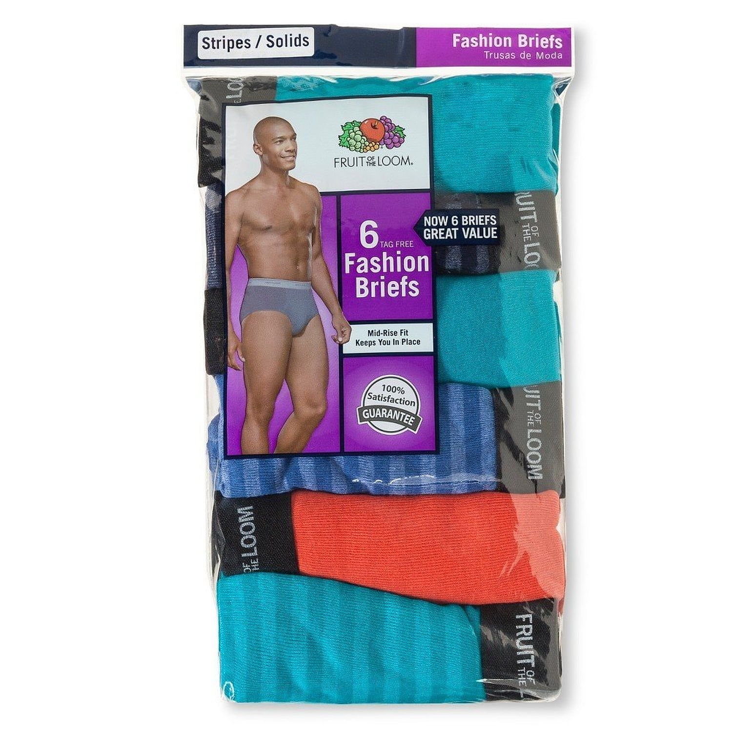 Fruit of the Loom 6-Pack Stripes/Solid Fashion Brief 6P4619