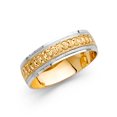 thumbnail image 1 of Solid 14k Gold Round Cubic Zirconia White and Yellow Ring Two Tone 6MM Diamond-Cut Anniversary Wedding Band Size 5.5, 1 of 2