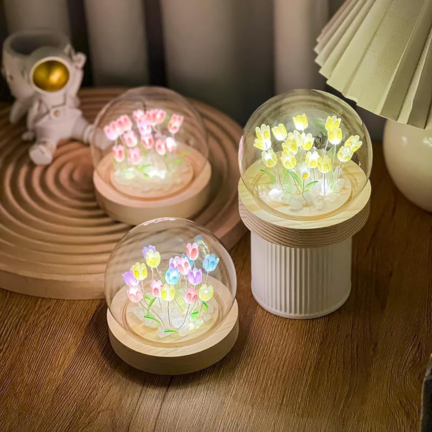 Tulip Lamp Gifts for Women, LED Tulip Crystal Glass Ball Night Light Bedroom Decor Tulip Night Light for Birthday Anniversary Mother's Day Valentines Day