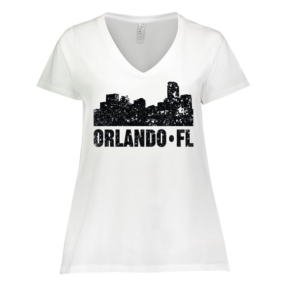 Inktastic Orlando Skyline with Grunge Women's Plus Size V-Neck T-Shirt