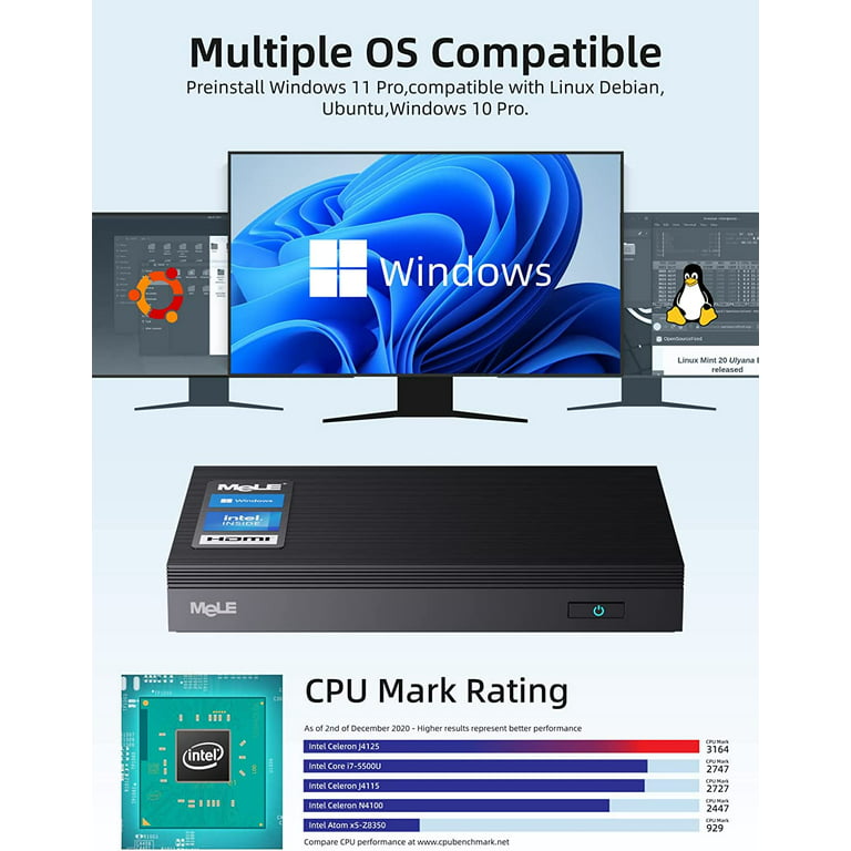 MeLE Quieter2Q Fanless Mini PC Computer – DeviEstore