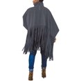 thumbnail image 2 of Womens High Neck Long Sleeve Fringe Top Plus Size Tassel Pullover Poncho Coat, 2 of 7