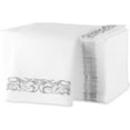 thumbnail image 3 of (150 PACK) Cloth Like Dinner Napkins with Silver Border Design Disposable - Single Use Linen Feel Guest Towels, Absorbent, Soft, Elegant, Bathroom Hand Towels, Party, Wedding, Napkins, Tablesetting, 3 of 4