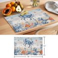 thumbnail image 6 of Crab Coastal Placemats Set of 8 Summer Beach Coral Starfish Blue Grey Place Mats Indoor Wipeable Table Mats Washable Cloth Dining Table Placemats for Kitchen Holiday Party Home Decor 13x19 Inch, 6 of 9