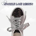 thumbnail image 4 of Toddler Boys Sneakers Girls Shoes Kids Low Top Lace Up Non-Slip Sparkle Glitter Sliver Lightweight Rubber Sole Breathable Fashion Casual Black Size 12, 4 of 5