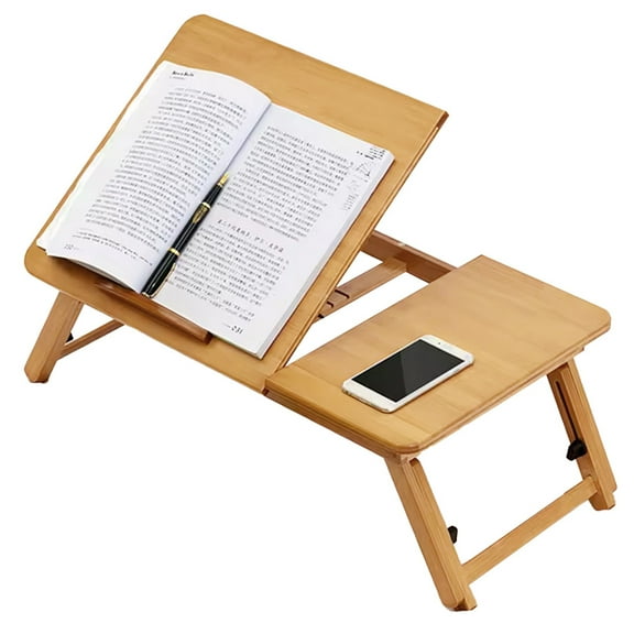 Ataucjin Book Stand for Reading in Bed, Bamboo Laptop Stand Adjustable Book Holder Tray,Adjustable Cooking Bookstands for Textbook Recipe Magazine Tablet Portable