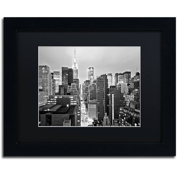 Trademark Fine Art "New York Skyline 2" Canvas Art by Preston Black Mat, Black Frame