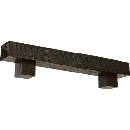 

Ekena Millwork 4 H x 4 D x 60 W Rough Sawn Faux Wood Fireplace Mantel Kit w/ Alamo Corbels Burnished Mahogany