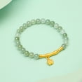thumbnail image 2 of ZHOU LIU FU 24K Gold Green Jade Bead Bracelet Elastic Fortune Bamboo Floral Stretchable Jewelry for Women Men 17cm/6.7'' Y1910806, 2 of 10
