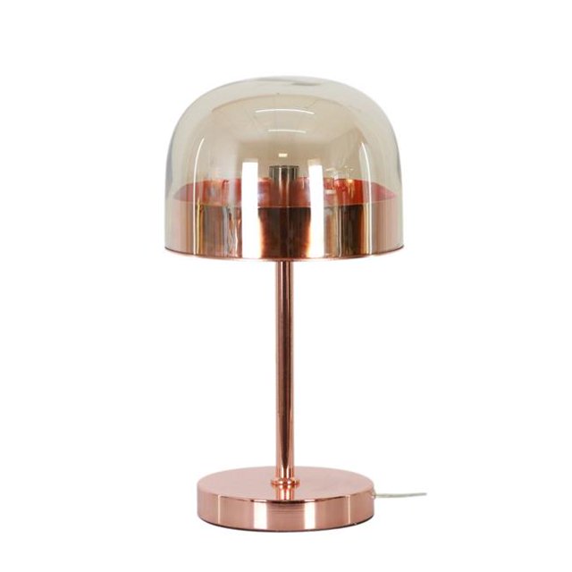 Benjara BM263851 Lampe de Table avec Abat-Jour en Forme de Dôme et Base Ronde, Or