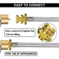 thumbnail image 5 of Upgraded 5FT Propane 2 Way Splitter Adapter Hose Stainless Braided Propane Y Splitter Hose 1 lb to 20 lb Converter with Shut Off Valve with Gauge Propane Hose Adapter 1lb Appliance to QCC1 5-40lb Tank, 5 of 5