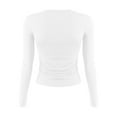 thumbnail image 4 of Women's Casual Basic Crop Tops Slim Fit Long Sleeve Crew Neck Solid Color Fall Pullover Shirts Tight Tee White M, 4 of 4