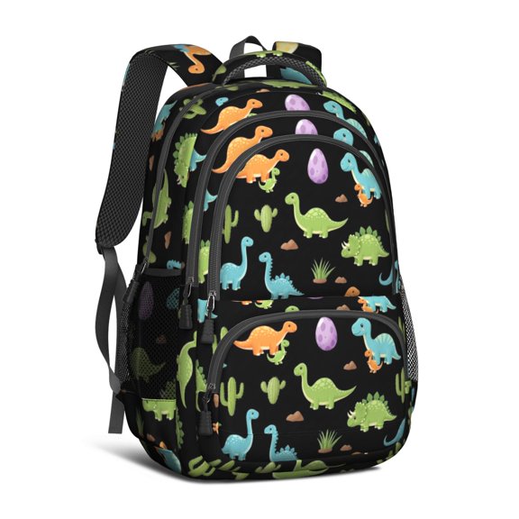Colorful Dinosaurs Eggs Pattern Cute School Backpack Bag with Padded Back and Adjustable Shoulder Straps 16.9 X 12.6 X 5.9 Inches