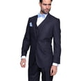 thumbnail image 2 of 3pc Navy Pinstripe Modern Fit Pleated Pants 2 Button Mens Suit Super 150's Extra Fine Italian Wool By Alberto Nardoni Brand Designer, 2 of 3