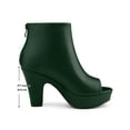 thumbnail image 6 of BLISSFUL STEP Women's Ankle Boots Faux Leather Peep Toe Platform Chunky Heel Back Zip Boots Dark Green 7.5, 6 of 8