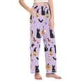 thumbnail image 2 of FORMRS Women's Pajama Pants with Pockets Soft Comfy Loungewear Sleep Bottom, Sizes S-2XL, Light Purple Halloween Black Cat, 2 of 8