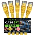 thumbnail image 1 of Cable Ethernet GEARit Cat6, paquete de 5, 0,9 m, 10 Gbps, amarillo, 1 of 8
