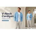thumbnail image 6 of ZACPNCV Men's V-Neck Cardigan Rib Cuff Loose Fit Button Down Sweater Open Front Long Sleeve Solid Color Casual Basic Knitwear, 6 of 9
