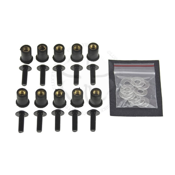 10x Windscreen Bolt Kit Black CBR GSXR ZX Stud M5 x 1.25p Wellnut Fairing