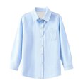 thumbnail image 3 of FYDUU Kids Boys Girls Long Sleeve Striped Shirts Children's Button Down Dress Shirts Formal School Uniform Tops Back To School Clothes 8-9 Years, 3 of 9
