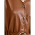 thumbnail image 5 of INSPIRE CHIC Faux Leather Dress for Women's Button Down V Neck Party Club Midi Dresses, 5 of 5