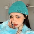 thumbnail image 2 of Gorro tejido a la moda, gorros Punk de Hip Hop para hombres y mujeres, gorro de melón sin ala con anillo de Metal, gorro de ganchillo cálido para invierno, Gorras, 2 of 5