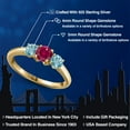 thumbnail image 2 of Gem Stone King 18K Yellow Gold Plated Silver Red Created Ruby and Blue Zircon Engagement Ring for Women | 1.60 Cttw | Round 5MM | Gemstone July Birthstone | Size 7, 2 of 6