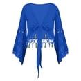 thumbnail image 6 of GJSYRH Womens 3/4 Sleeve Shrug Sheer Mesh Cardigans Tie Front Cropped Lightweight Bolero Shawl Top for Casual Going Out Blue M, 6 of 6