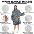 thumbnail image 5 of Wearable Oversized Blanket,Blue Pioneer Flower and Paisley Pattern Wearable Blanket Hoodie for Adults,Cozy Hooded Blankets with Super Pockets,Super Warm Fuzzy Pullover for Women & Men, 5 of 6