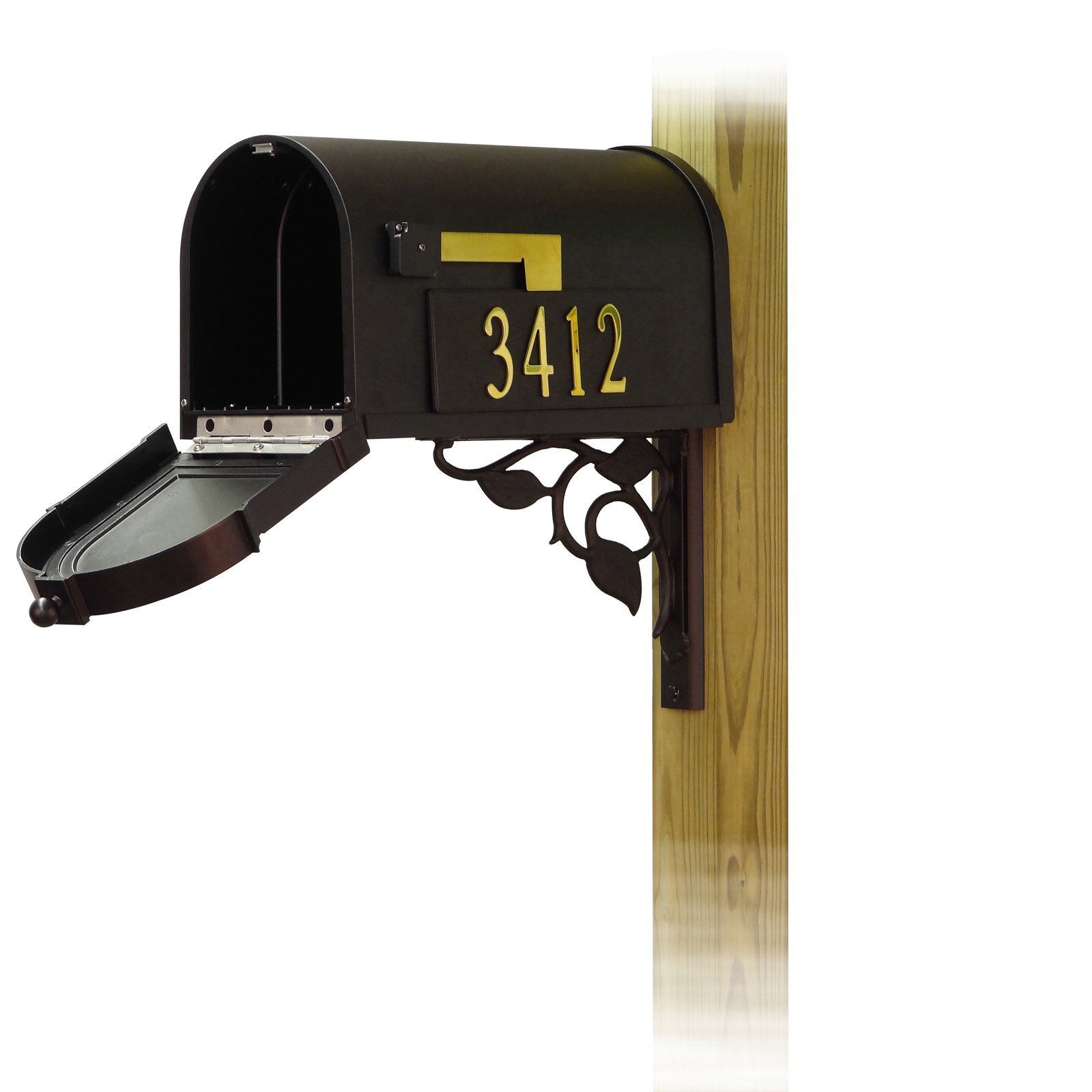 Special Lite Products Berkshire Curbside Mailbox with Front and Side Address Numbers and Floral Mailbox Mounting Bracket - image 4 of 4