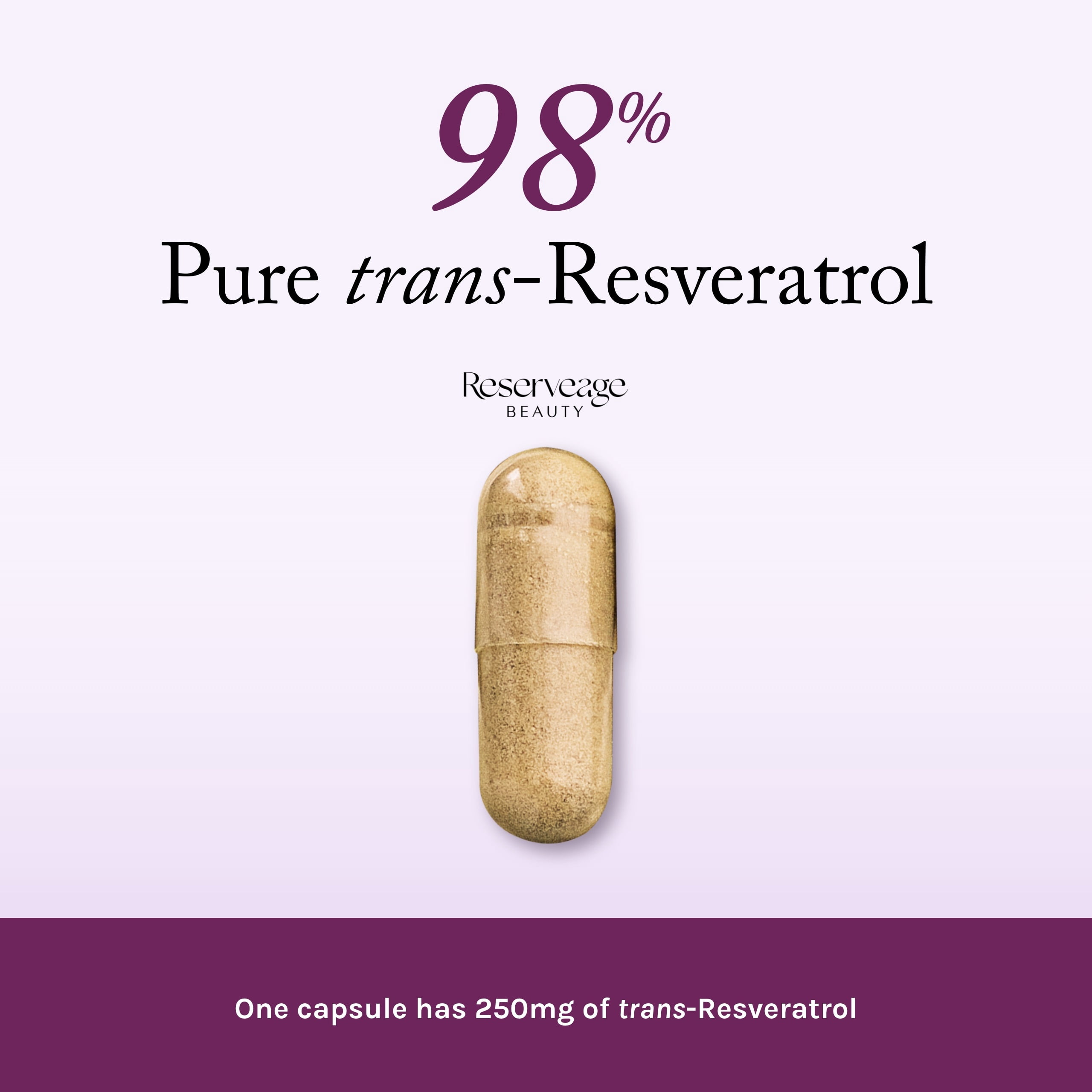 Reserveage, Resveratrol 250 mg, Antioxidant Supplement for Heart and Cellular Health, Supports Healthy Aging, Paleo, Keto, 60 Capsules