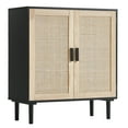 thumbnail image 3 of KFFKFF Wicker Cabinet, Wicker Storage Unit with 2 Magnetized Doors and Flexible Shelves, Console Buffet Cabinet for Corridor, Foyer, Lounge, or Kitchen, Ebony, 3 of 9