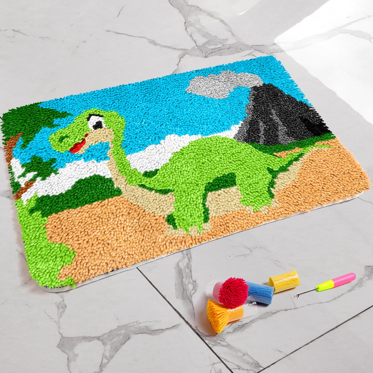 ShowNiceArt Dinosaur And Dragon | Latch Hook Rug Kit for Adults, Mat Tapestry DIY Carpet Arts Crafts 50×38cm/20*15in