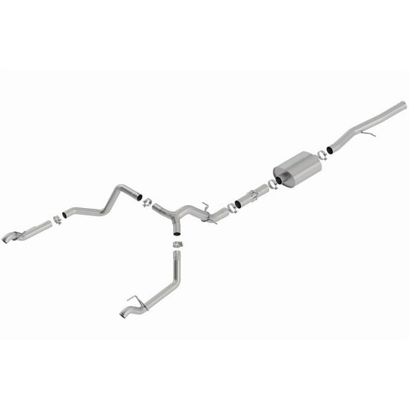 Borla Exhaust System Kit 140775 ATAK Series Cat Back System; T304 Stainless Steel; With Muffler; 3-1/2 Inch Pipe Diameter To 2-3/4 Inch Pipe Diameter; Single Exhaust With Dual Exit; Split Rear Exit